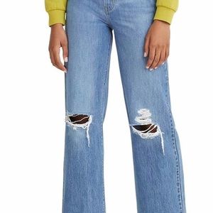 Women’s Levi’s W29, L31 High Waisted Denim Jeans with Distressed Ripped Kness